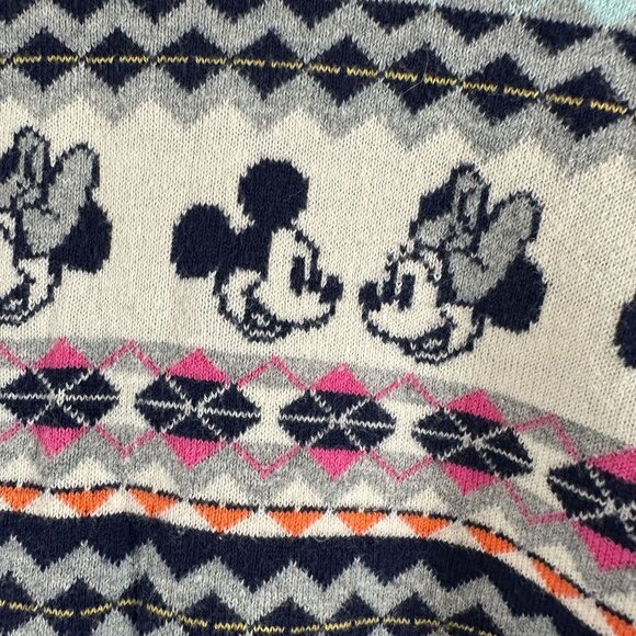 Disney Mickey & Minnie Mouse Fair Isle Sweater Gap Kids XXL 14-16 Cream & Navy C - Picture 2 of 9